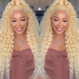 13x6 HD Lace Fronatl Wig 613 Light Blonde Hair Deep Wave Human Hair Wigs
