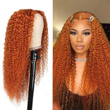 Ginger Orange Color Glueless Lace Wig Deep Wave Curly Human Hair Wigs