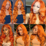 Ginger Orange Color Glueless Lace Wig Body Wave Human Hair Wigs