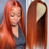 Ginger Orange Glueless Wigs Silky Straight Human Hair Wigs