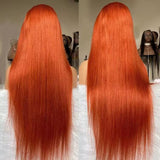 Ginger Orange Glueless Wigs Silky Straight Human Hair Wigs