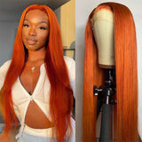 Ginger Orange Glueless Wigs Silky Straight Human Hair Wigs