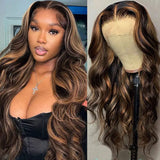 Brown Balayage Highlight Wig Body Wave Human Hair Wigs