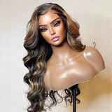 Brown Balayage Highlight Wig Body Wave Human Hair Wigs