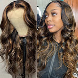 Brown Balayage Highlight Wig Body Wave Human Hair Wigs