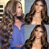 Brown Balayage Highlight Wig Body Wave Human Hair Wigs