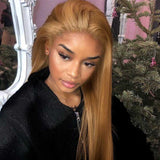 #30 Medium Auburn Brown Lace Front Wigs Brazilian Straight Virgin Human Hair Wig