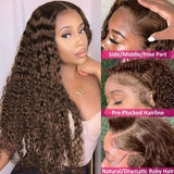 #4 Chocolate Brown Wig Deep Curly Lace Front Human Hair Wigs