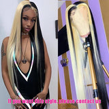 Half Blonde Half Black Hair Wig Straight Lace Human Hair Wigs