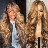 Highlight Honey Blonde Wig Body Wave 13x6 Lace Frontal Wig 100% Virgin Human Hair