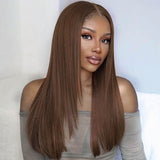 Layered #4 Chocolate Brown Wig Straight Lace Front Wigs Human Hair