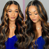 Brown Balayage Highlight Wig Body Wave Human Hair Wigs