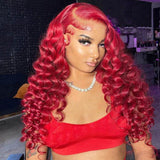 Red Colored Human Hair Wigs HD Lace Front Wig