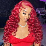 Red Colored Human Hair Wigs HD Lace Front Wig