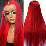Red Colored Human Hair Wigs HD Lace Front Wig