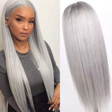 Silver Grey Wavy Human Hair Wig 13x4 HD Lace Front Wigs