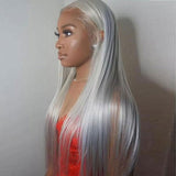 Silver Grey Wavy Human Hair Wig 13x4 HD Lace Front Wigs